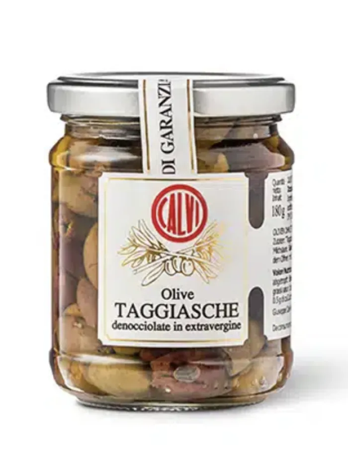 Calvi bezkôstkové olivy Taggiasche v extra panenskom olivovom oleji 180g