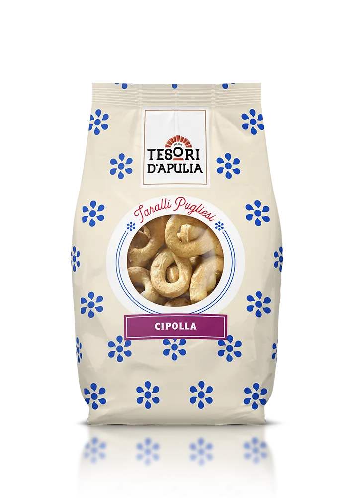 Tesori d’Apulia taralli s cibuľovou príchuťou 400g