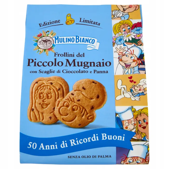 Mulino Bianco Piccolo Mugnaio krehké sušienky s kúskami čokolády a smotanou 300g