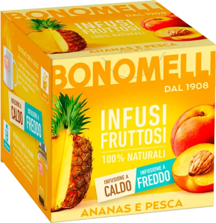 Bonomelli ovocný čaj s príchuťou ananása a broskyne 24g