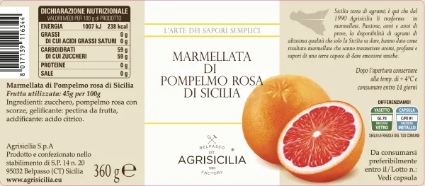 Agrisicilia marmeláda z ružového sicílskeho grapefruitu 360g