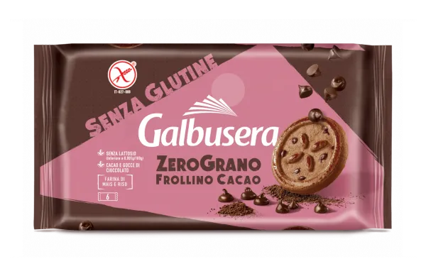 Galbusera Frollini s kakaom a kúskami čokolády bez lepku a laktózy 220g