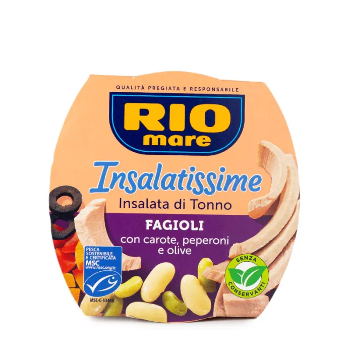 Rio Mare tuniakový šalát fazuľa, mrkva, paprika a olivy 160g