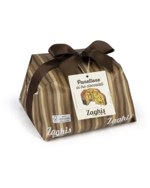 Zaghis Panettone s bielou, mliečnou a horkou čokoládou 750g