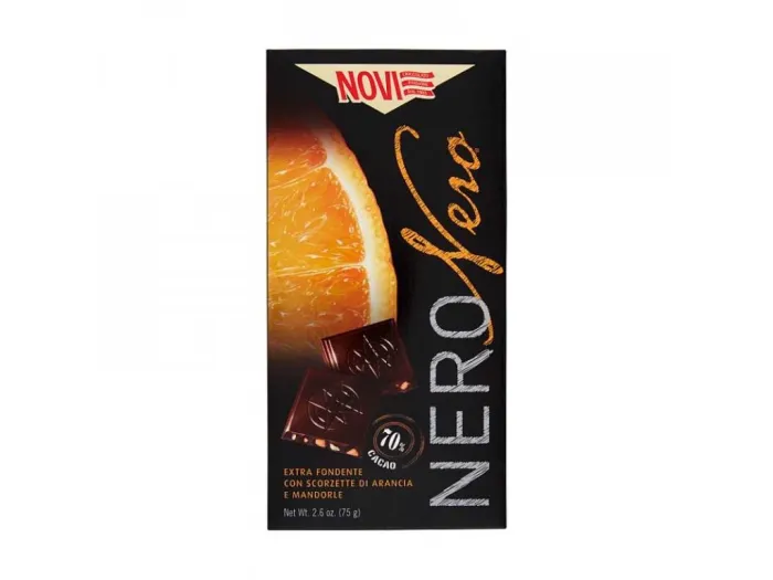 Novi horká čokoláda s kúskami pomarančov a mandlí 75g