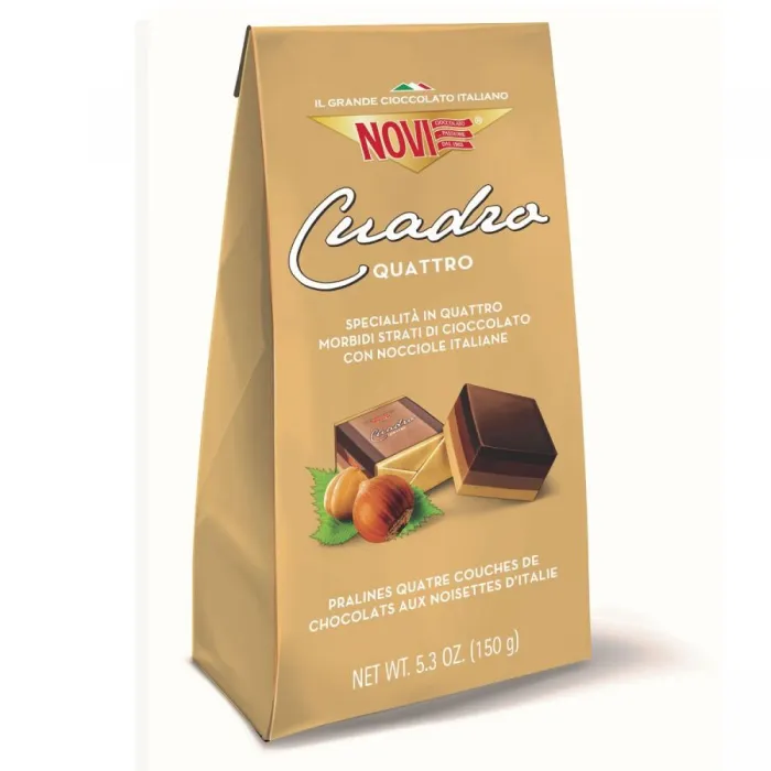 Novi Cuadro pralinky v štyroch vrstvách čokolády s lieskovými orieškami 150g