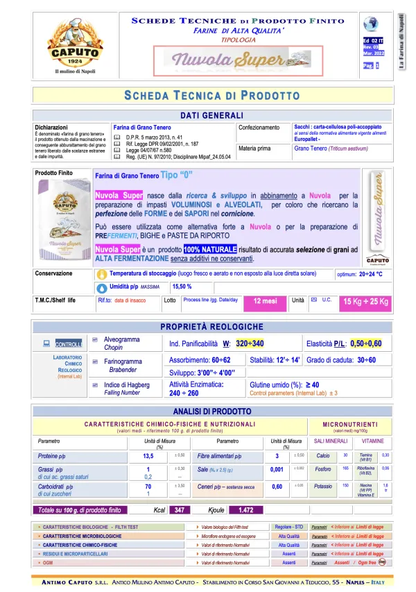 Caputo talianska múka Nuvola Super "0" 25kg