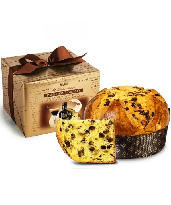 Zaghis Panettone s kúskami karamelovej čokolády s kávovým krémom so ženšenovým likérom 800g
