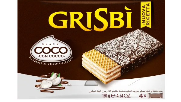 Grisbi oblátky s mliečnym krémom obalené v čokoláde a posypané kokosom 120g