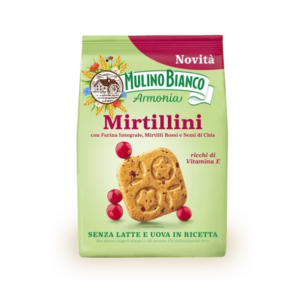 Mulino Bianco Mirtillini sušienky s celozrnou múkou, brusnicami a chia semienkami 270g