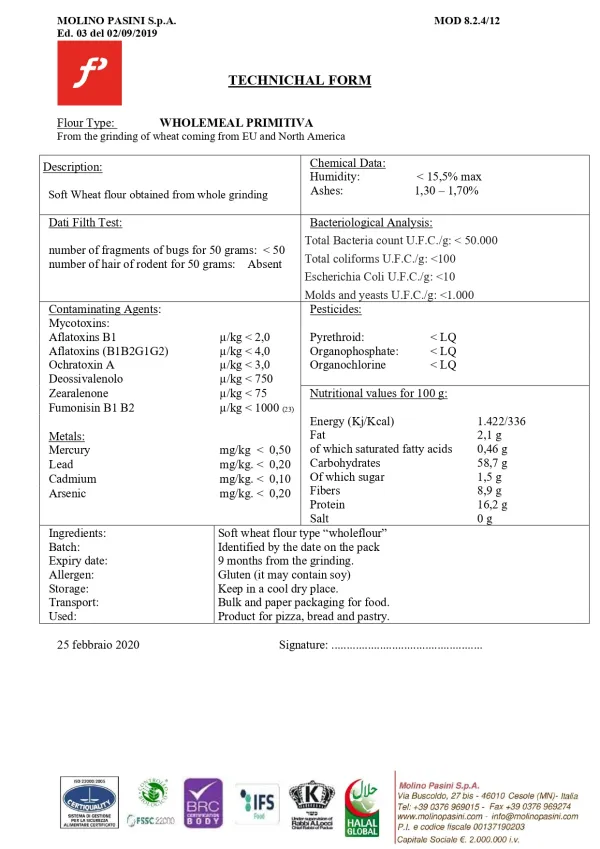 Molino Pasini talianska múka Primitiva Integrale 10kg