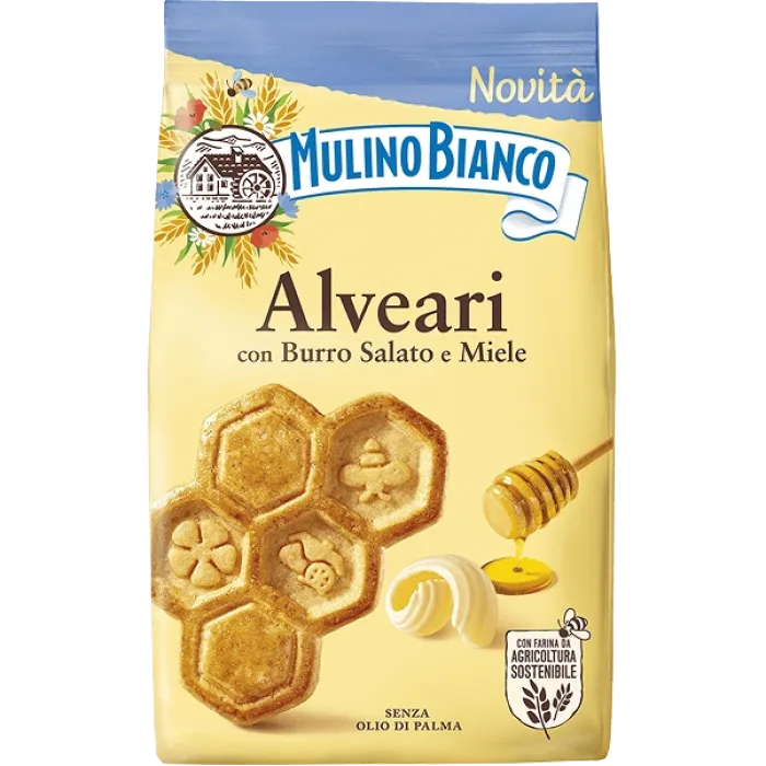 Mulino Bianco Alveari sušienky so slaným maslom a medom 300g Mulino Bianco Alveari sušienky so slaným maslom a medom 300g
