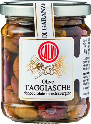 Calvi bezkôstkové olivy Taggiasche v extra panenskom olivovom oleji 180g