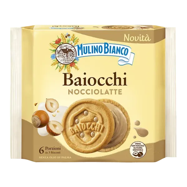 Mulino Bianco Baiocchi s lieskovcovo-mliečnym krémom 168g