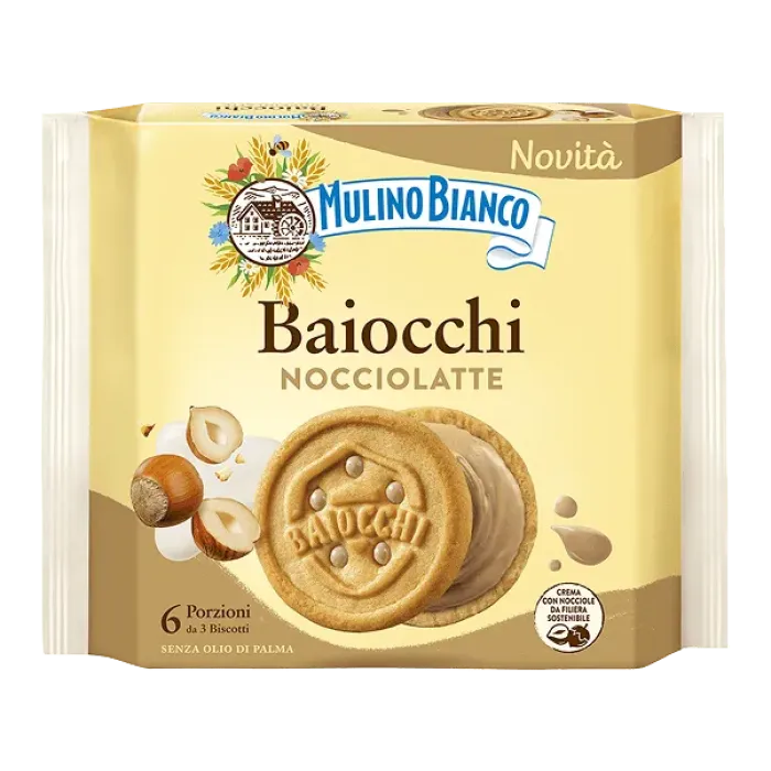 Mulino Bianco Baiocchi s lieskovcovo-mliečnym krémom 168g