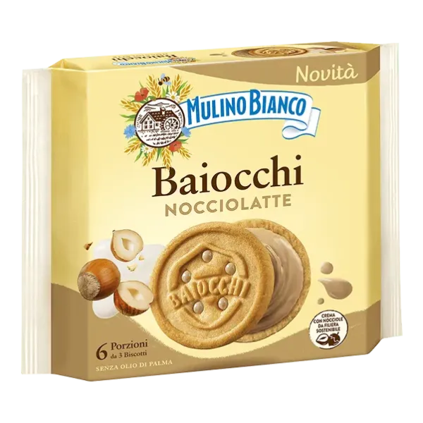 Mulino Bianco Baiocchi s lieskovcovo-mliečnym krémom 168g