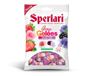 Sperlari želé cukríky s príchuťou jahoda–ruža a černica–fialka 150g