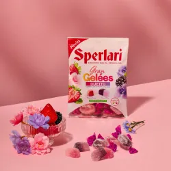 Sperlari želé cukríky s príchuťou jahoda–ruža a černica–fialka 150g thumbnail-3