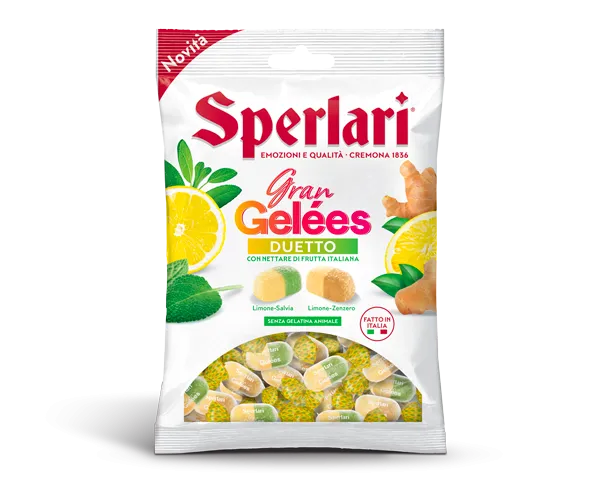 Sperlari želé cukríky s príchuťou citrón-šalvia a citrón-zázvor 150g