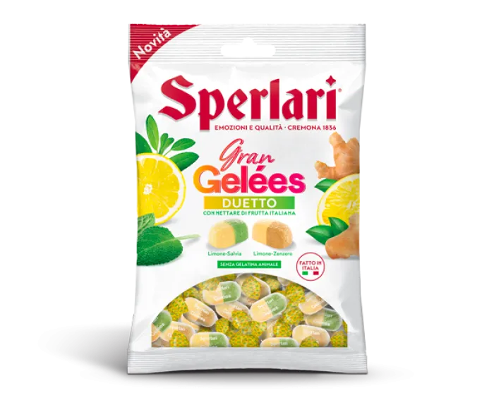 Sperlari želé cukríky s príchuťou citrón-šalvia a citrón-zázvor 150g