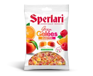 Sperlari želé cukríky s príchuťou pomaranč-malina a pomaranč-broskyňa 150g