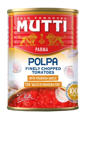 Mutti krájané paradajky La Polpa s cesnakom 400g