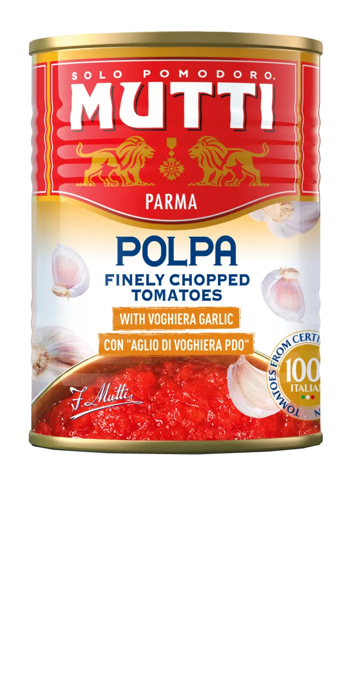 Mutti krájané paradajky La Polpa s cesnakom 400g Mutti krájané paradajky La Polpa s cesnakom 400g