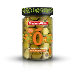 Madama Oliva zelené olivy bez kôstky s pomarančom a rozmarínom v slanom náleve 300g thumbnail-1