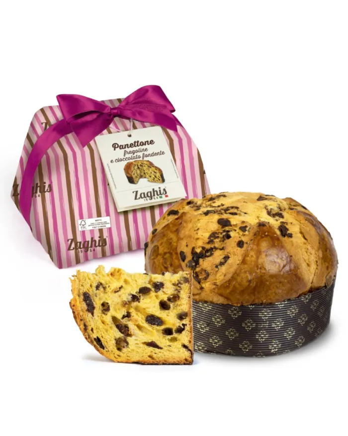 Zaghis Panettone s polokandizovanými jahodami a kúskami horkej čokolády 800g