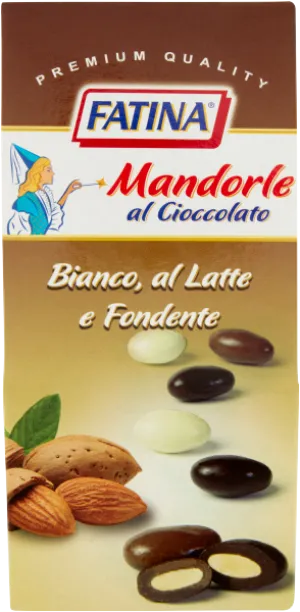 Fatina pražené mandle v bielej, mliečnej a horkej čokoláde 160g
