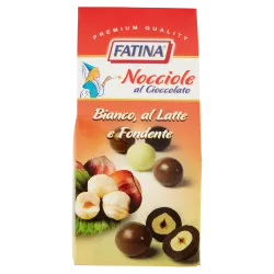 Fatina pražené lieskovce v bielej, mliečnej a horkej čokoláde 160g thumbnail-1