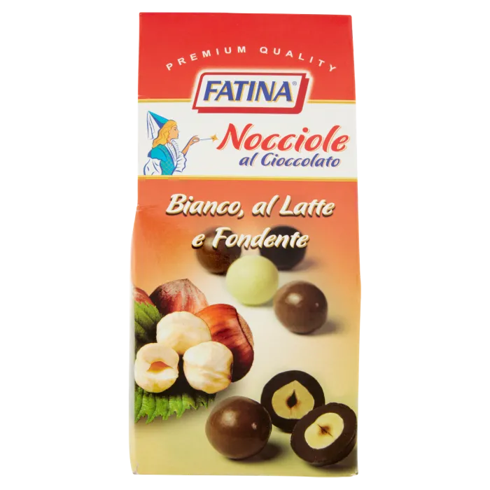 Fatina pražené lieskovce v bielej, mliečnej a horkej čokoláde 160g