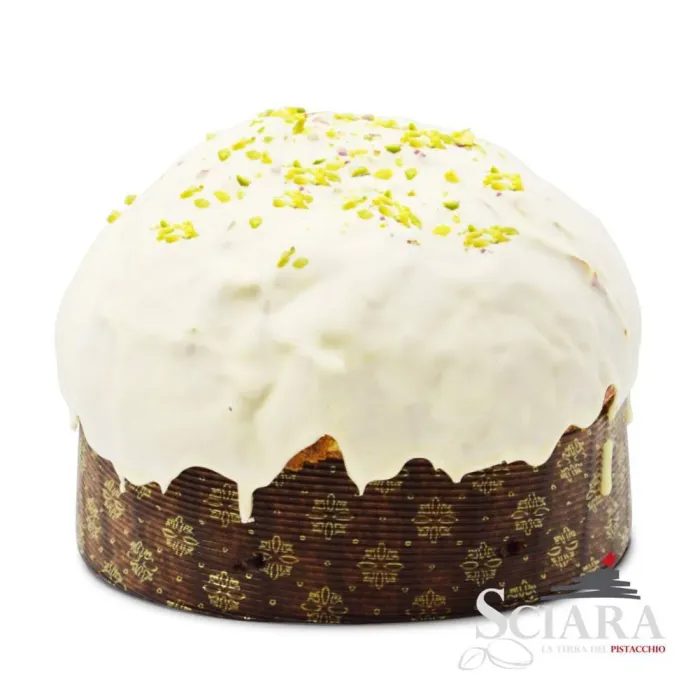 Sciara Panettone poliate bielou čokoládou a pistáciami 750g
