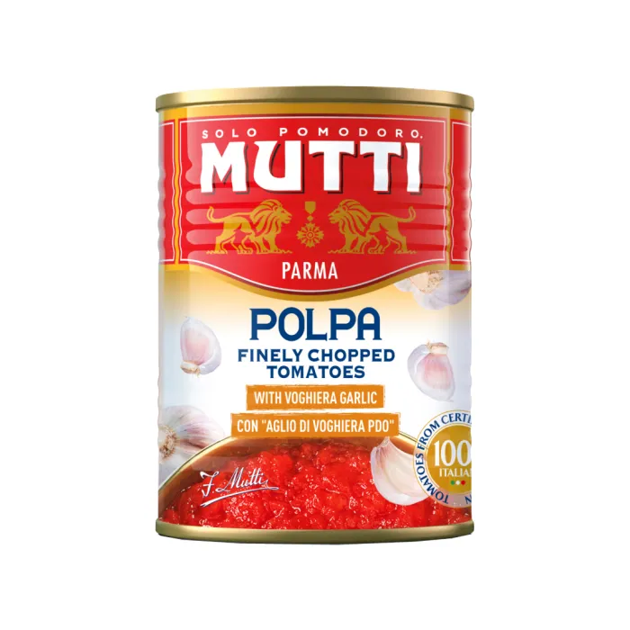 Mutti krájané paradajky La Polpa s cesnakom 400g