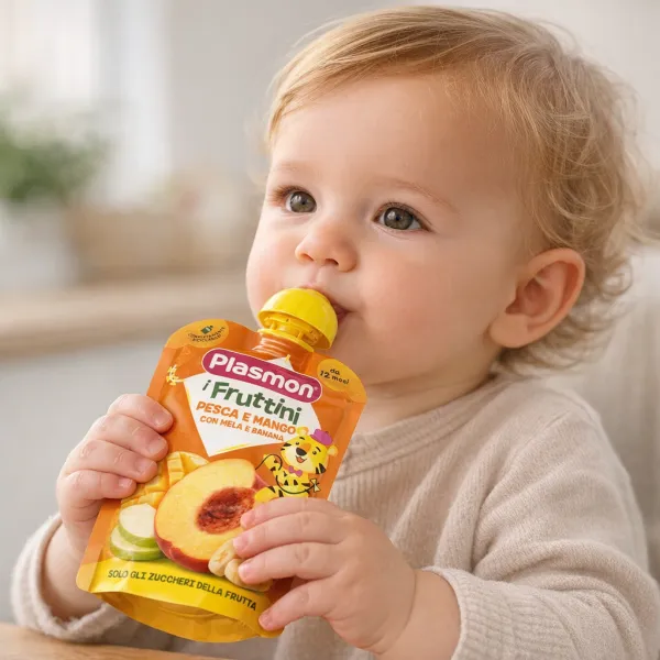 Plasmon ovocný príkrm z broskyne, manga, jablka a banánu 130g
