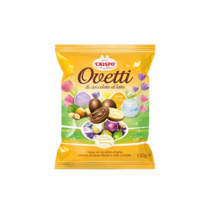 Crispo Ovetti čokoládové vajíčka s lieskovcovým a mliečnym krémom 130g