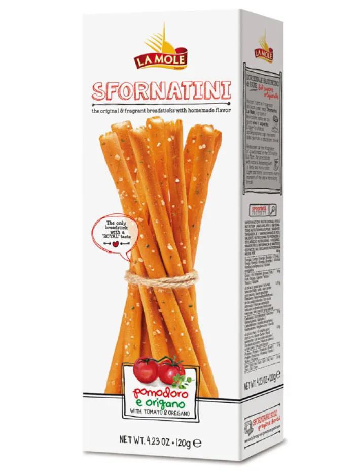 POŠKODENÝ OBAL La Mole grissini s paradajkami a oreganom 120g