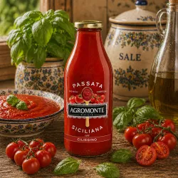 Agromonte Siciliana pasírované paradajky so cherry paradajkami 520g thumbnail-2