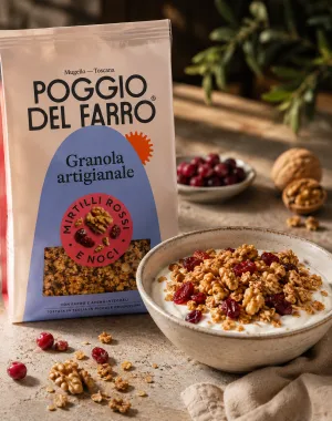 Poggio del Farro BIO granola s brusnicami a vlašskými orechmi 250g