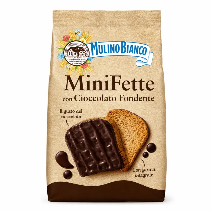Mulino Bianco Mini Fette celozrnné sucháre s horkou čokoládou 110g