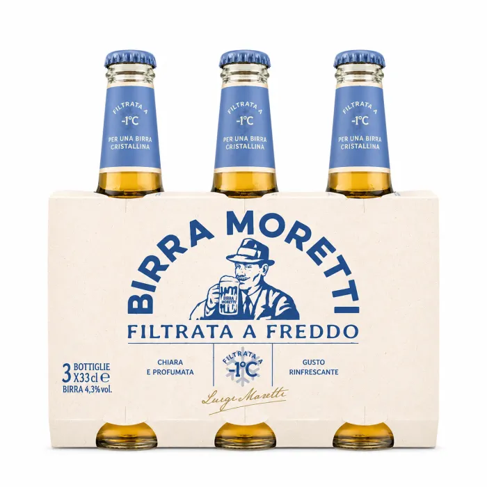 Birra Moretti alkoholické pivo Filtrata a Freddo 3x330ml