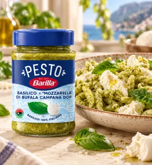 Barilla pesto s bazalkou a byvolov mozzarellou DOP 190g