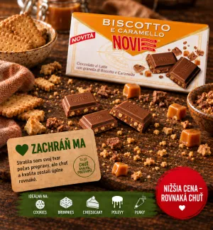 ZACHRÁŇ MA Novi mliečna čokoláda so sušienkami a karamelom 100g