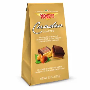 Novi Cuadro pralinky v štyroch vrstvách čokolády s lieskovými orieškami 150g
