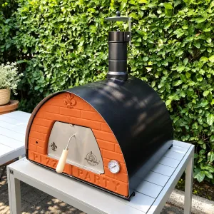 Pizza Party Gunmetal pec na drevo pre 2 pizze 70x70