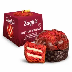 Zaghis Panettone Red Velvet s kúskami mliečnej čokolády a mliečnym krémom 600g thumbnail-1
