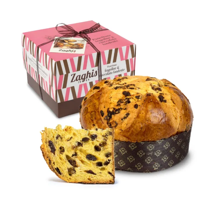 Zaghis Panettone s polokandizovanými jahodami a kúskami horkej čokolády 750g