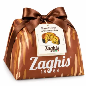 Zaghis Panettone s bielou, mliečnou a horkou čokoládou 750g
