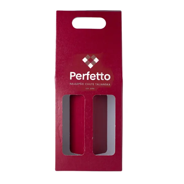 Bordová kartónová krabička na 2 fľaše