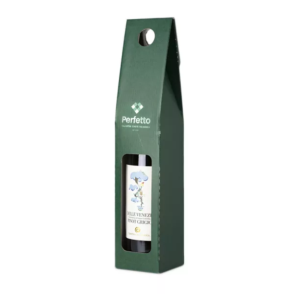 Zelená kartónová krabička na 1 fľašu